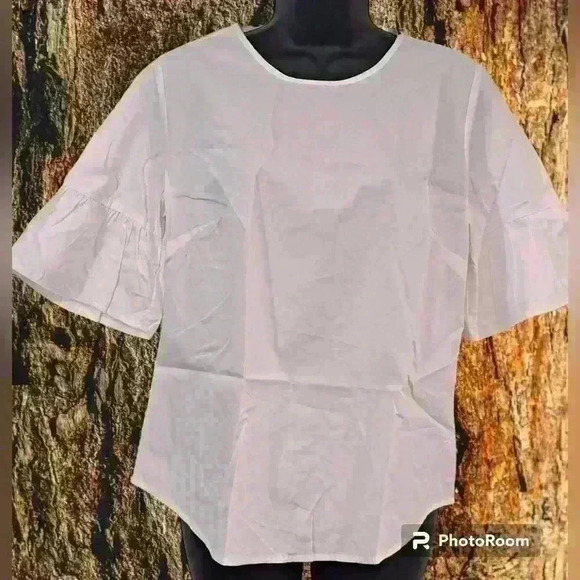 Izod Tops - White cotton blouse, Izod, sz s/p